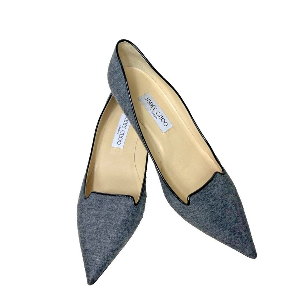 Jimmy Choo Women’s Gray Flannel Kitten Heel Shoes Size 39 1/2/9.5 US